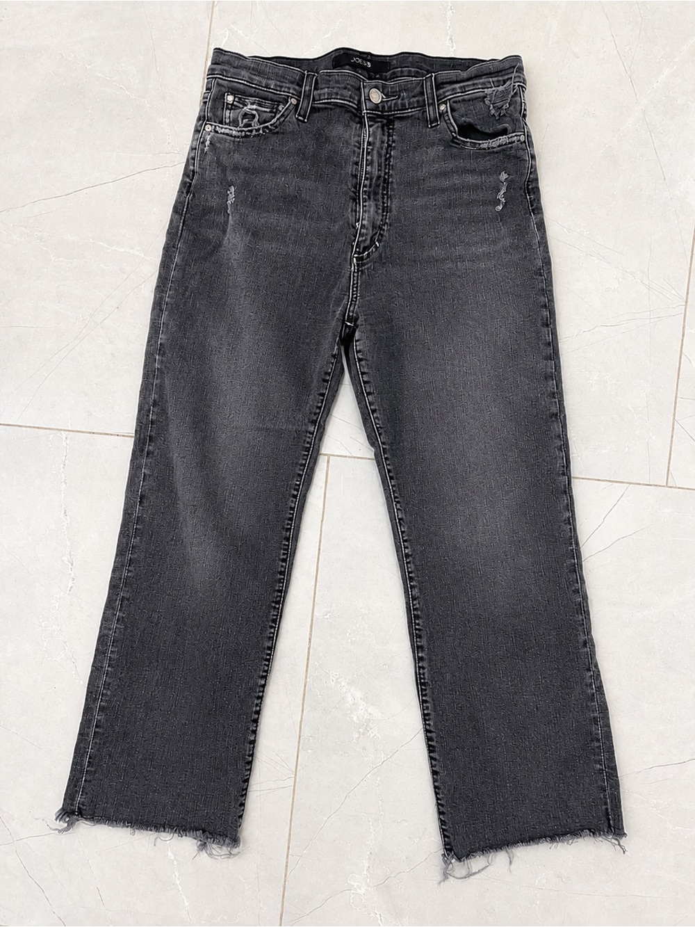 Joe’s Jeans Black Cropped Wide-Leg Jeans – Size 30 – Raw Hem Premium Denim - Picture 2 of 5